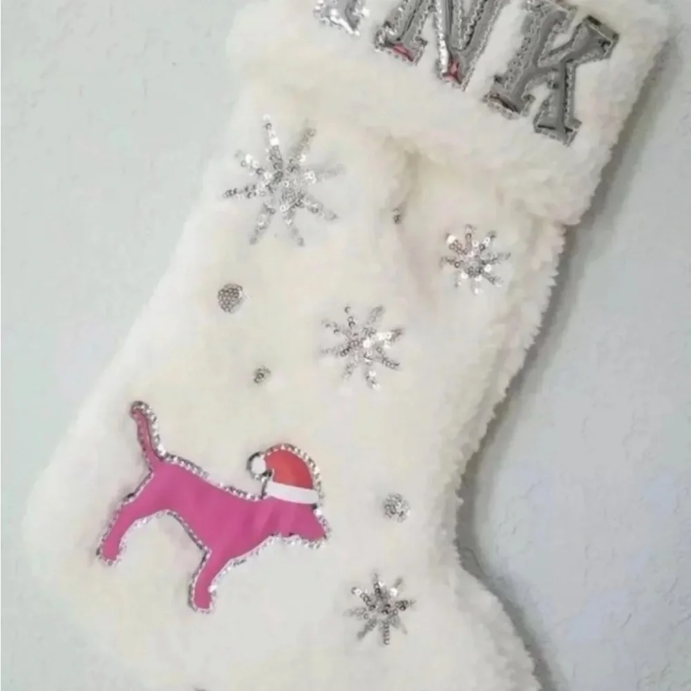 VS Pink Plush Christmas Sherpa Stocking - Picture 2 of 2